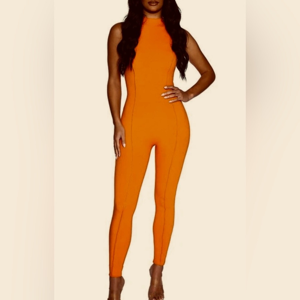 SOLD Naked Wardrobe Orange Snatched Jumpsuit